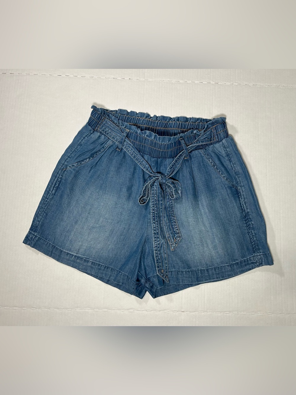 3/$30 Knox Rose High-Rise Tie-Waist Lyocell Denim Shorts - Blue
